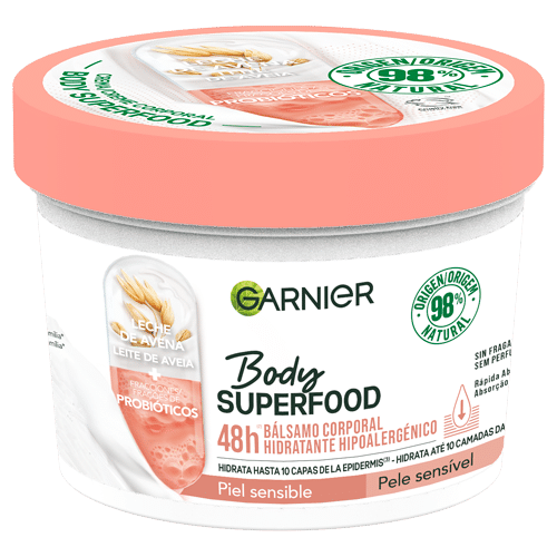 Garnier Body Superfood Creme Hidratante Hipoalergénico de Leite de Aveia e Probióticos